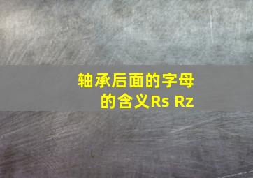 轴承后面的字母的含义Rs Rz